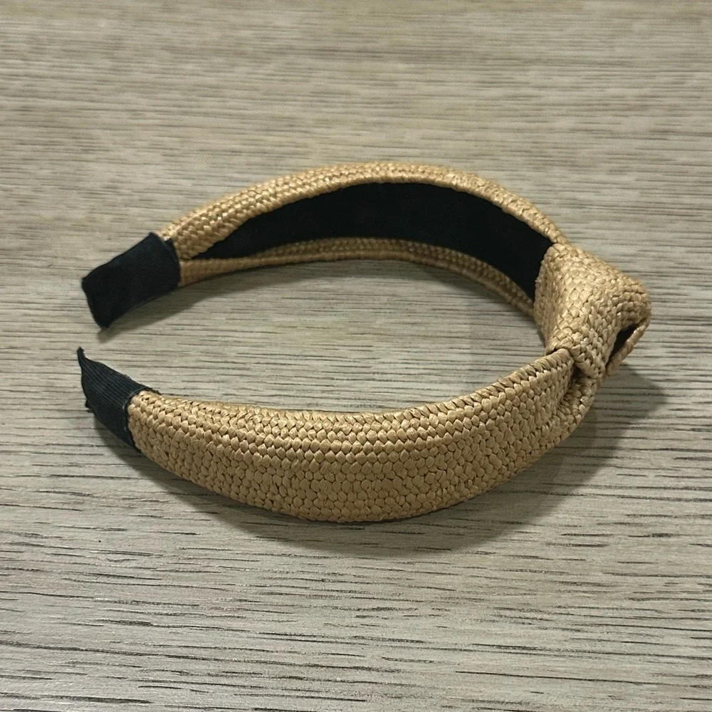 Braided Knot Padded Headband - Natural Straw